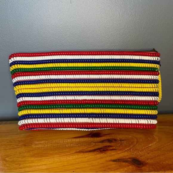 Vintage 1940s Midcentury Rainbow Telephone Cord Clutch Handbag Purse Bag - Picture 3 of 11